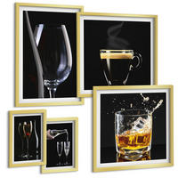 BILDER SET 5er Set - 50x50 cm & 20x30 cm & 40x60 cm Goldrahmen - Löwenzahn-Kalk-Kücheninschriften - Goldfarben, Kunststoff (40/60cm) - TULUP