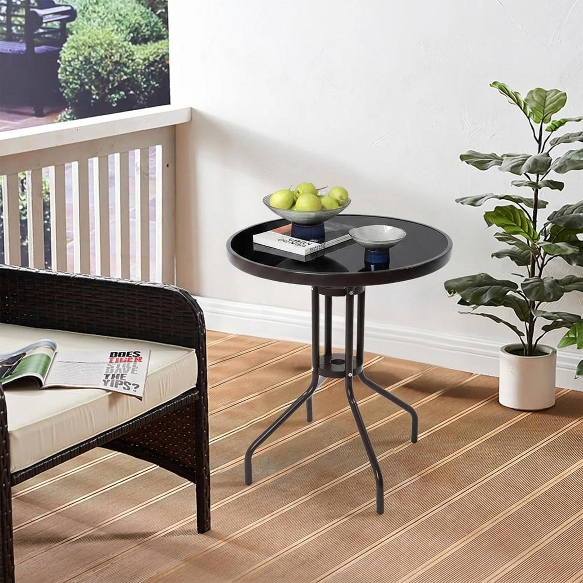 BALKONTISCH - Schwarz, Metall (60/60/69cm) - A2A Home