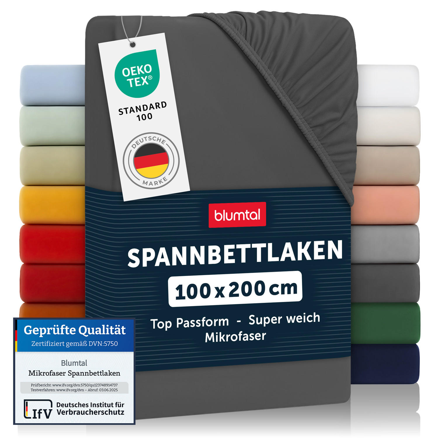 SPANNBETTLAKEN 100/200/30 cm Anthrazit - Anthrazit, Textil (100/200cm) - Blumtal