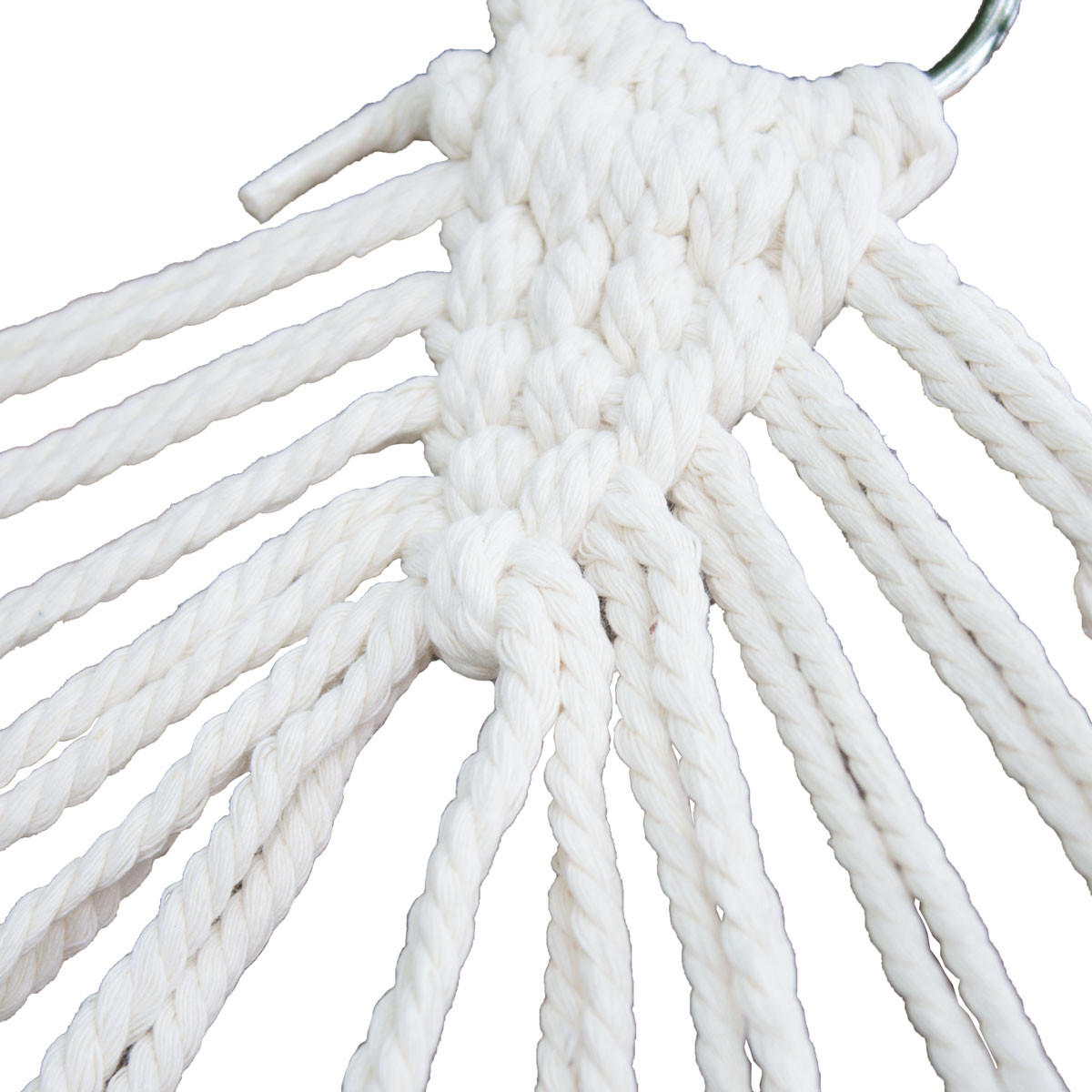 SVITA Luxushängematte Mit Schmucksaum Boho Holzrahmen Macramé Baumwolle Beige - Beige, Textil (100/200cm) - SVITA