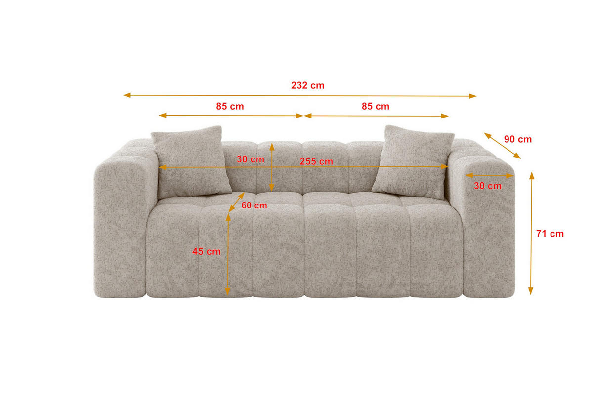 POHOVKA 2-MÍSTNÁ DONY-2 232x90x71 cm Béžová Žinylka - černá/šampaňská, kompozitní dřevo/textil (232/71/90cm) - ALTDECOR