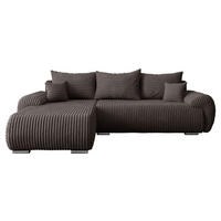 ECKSOFA Ubo L Cord, Seite: Links - Silberfarben/Braun, Holz/Kunststoff (282/187cm) - MIRJAN24