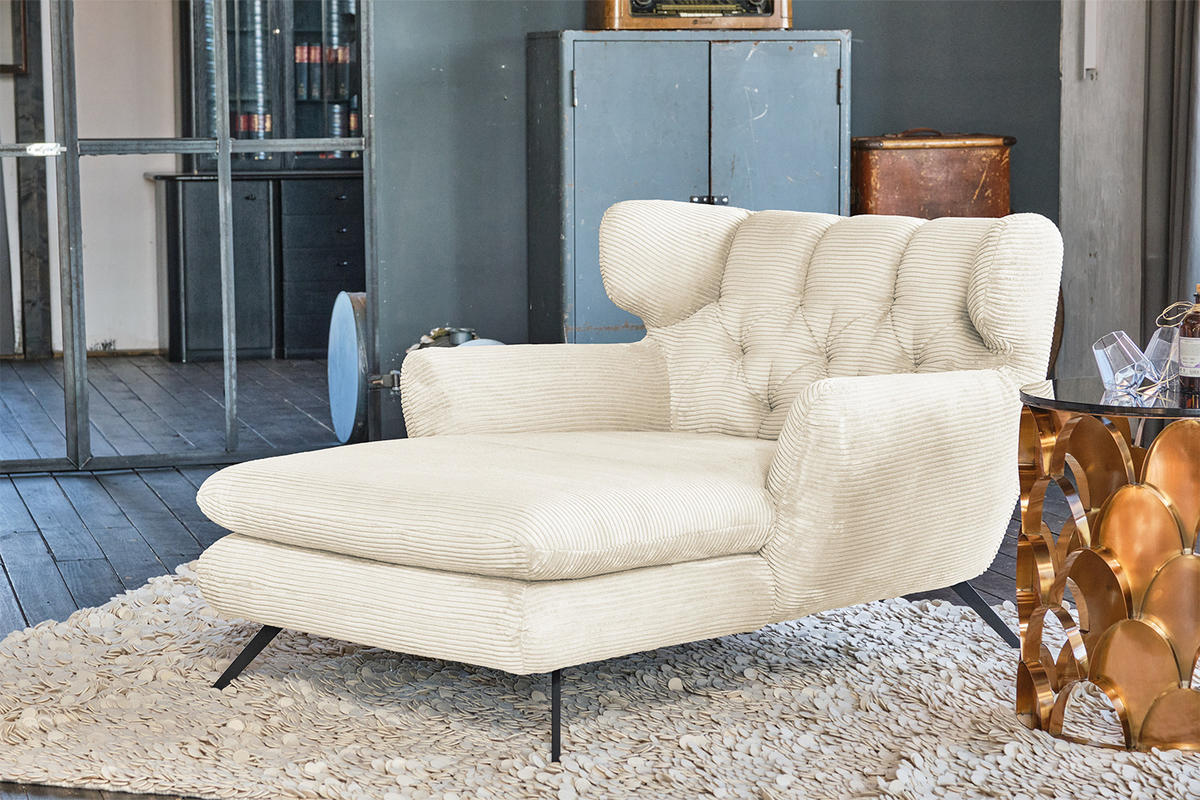 LONGSEAT CHAMRE Beige - Beige/Schwarz, Textil/Metall (130/95/160cm) - KAWOLA