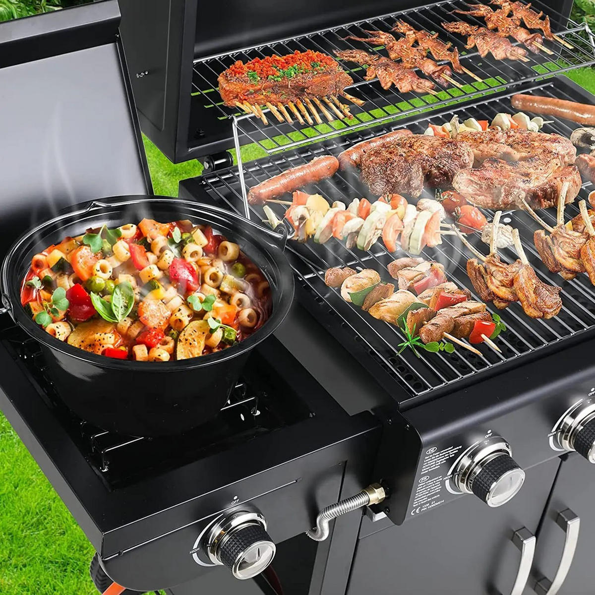 GASGRILL Stehender Grillrahmen Schwarz - Schwarz, Metall (42/133cm)