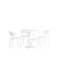 GARTEN-SET mit Tisch und 4 stapelbaren Stühlen in Weiß Serin - Weiß, Metall - Klast Home
