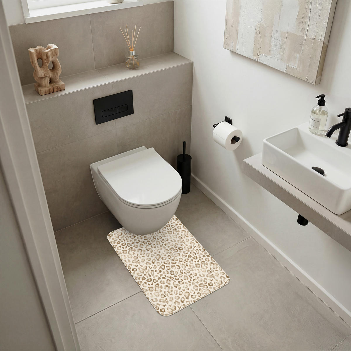 WC PŘEDLOŽKA Leopard - Classic - Béžová 40x60 cm - světle hnědá, textil/plast (40/1cm) - OnlyWow