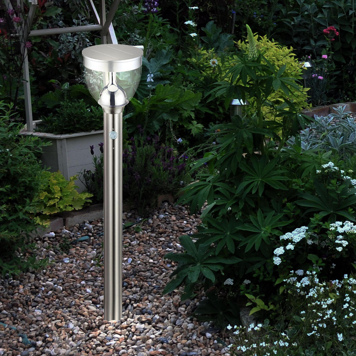 LED AUSSENLEUCHTE Edelstahl Silber - Silberfarben, Kunststoff/Metall (15/15/95cm) - Globo Lighting