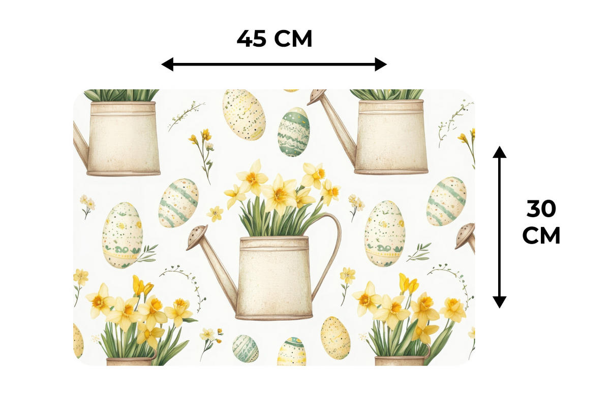 PLATZSETS 6er-Set Gießkanne - Blumen - Eier Placemats 45x30 cm - Weiß, Kunststoff (0.3/45/30cm) - MuchoWow