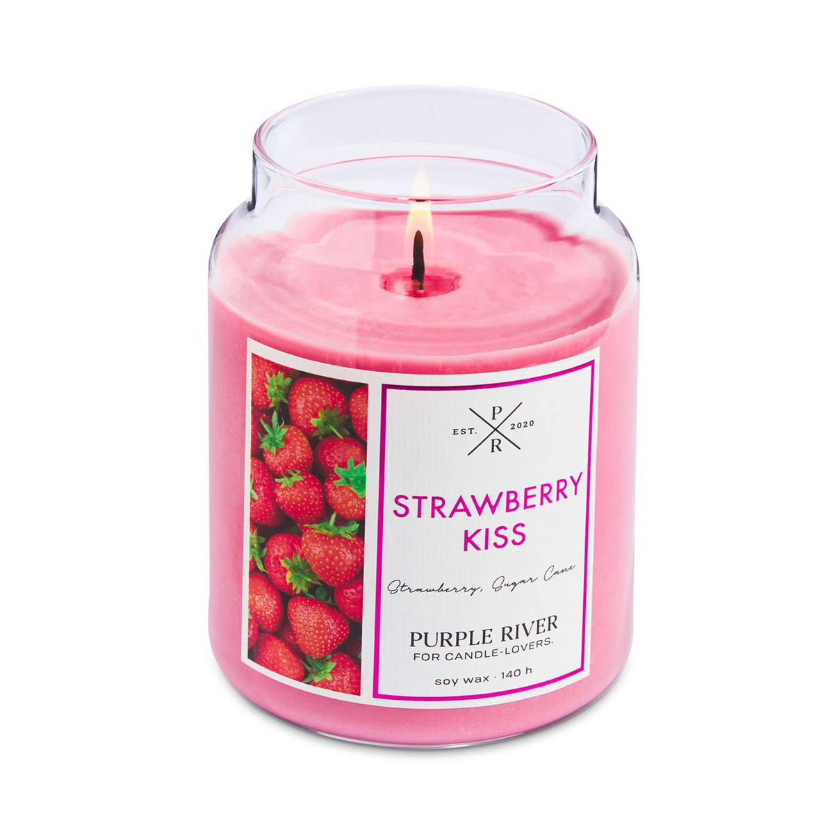 DUFTKERZE Purple River - Pink, Naturmaterialien/Glas (18cm)