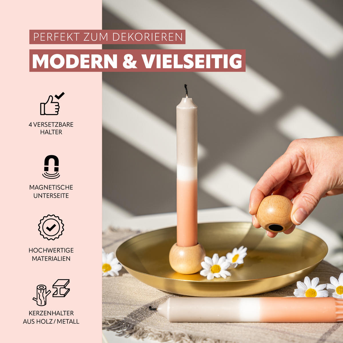 KERZENHALTER, Gold - Goldfarben, Metall (22.5/3.5/22.5cm) - bremermann