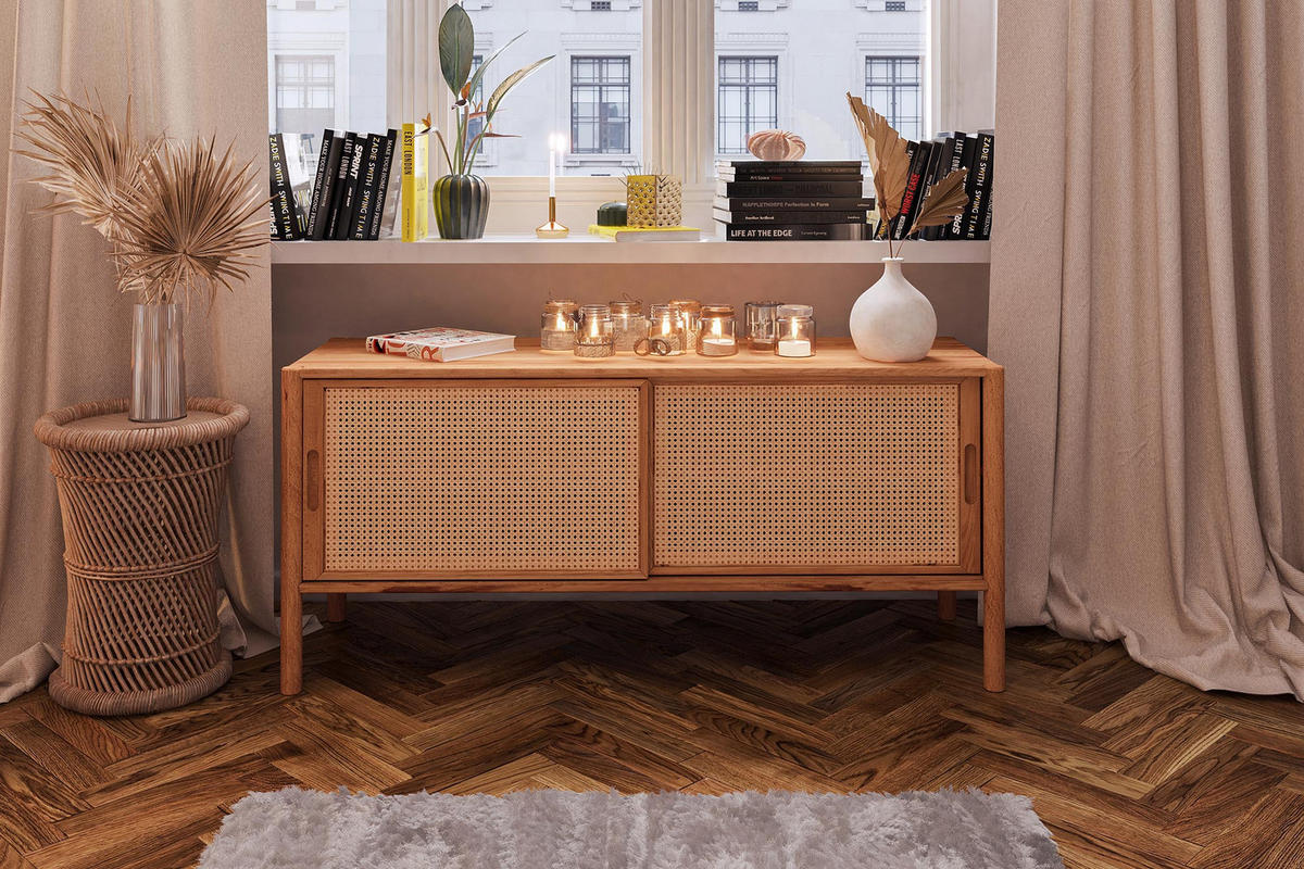 TV-SCHRANK INA Kernbuche - Ecru, Holz (142/64/46cm) - byoak