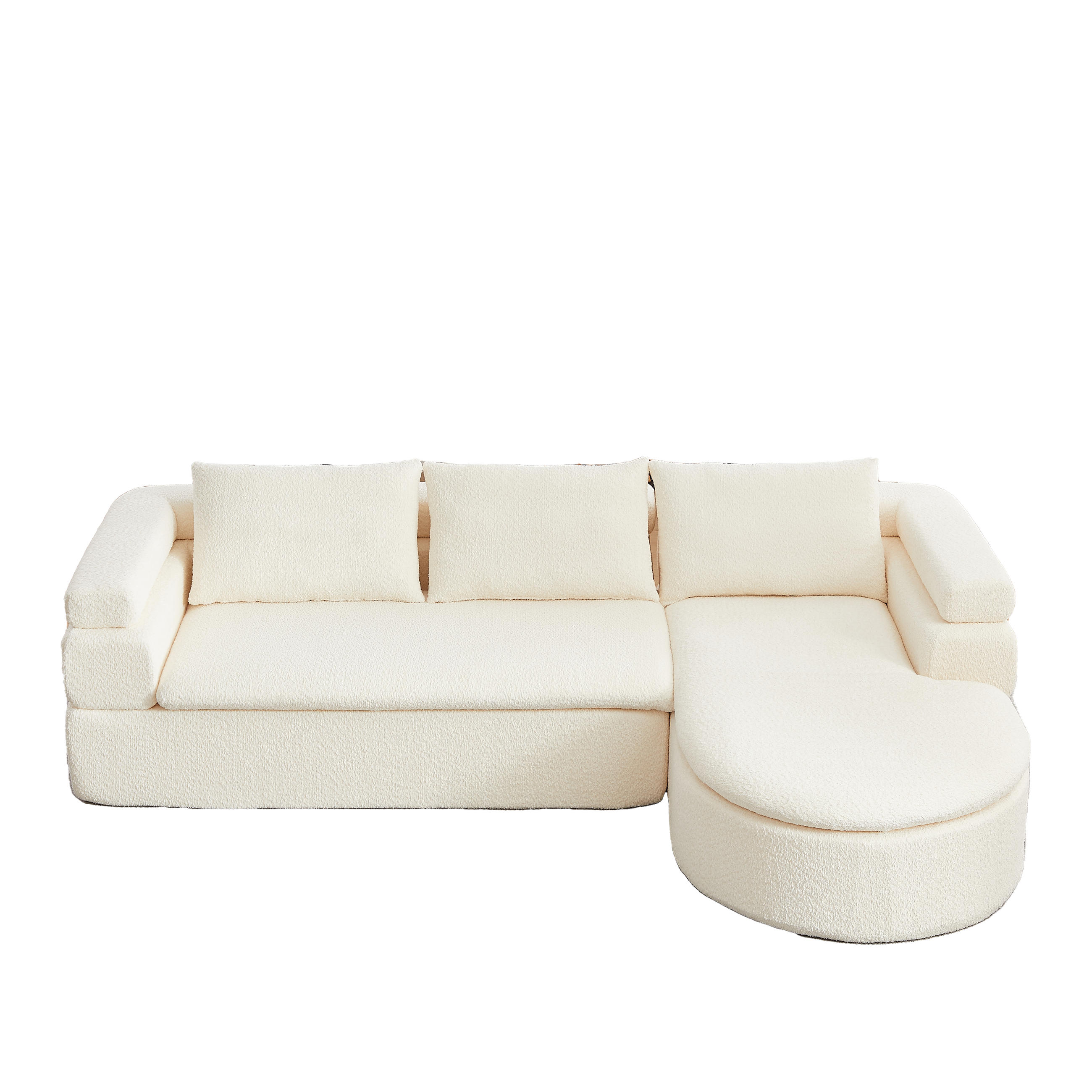 ECKSOFA 260/170/65 cm Beige Chenille mit Chaiselongue - Beige, Textil (260/170cm) - Oxeza