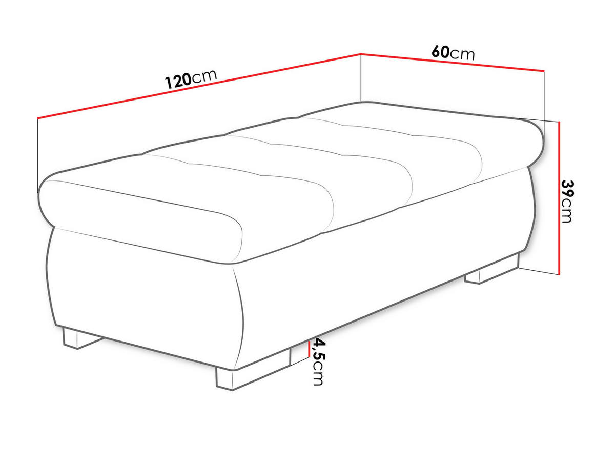 POLSTERHOCKER Orkan Groß - Silberfarben/Hellgrau, Holz/Textil (120/39/60cm) - MIRJAN24