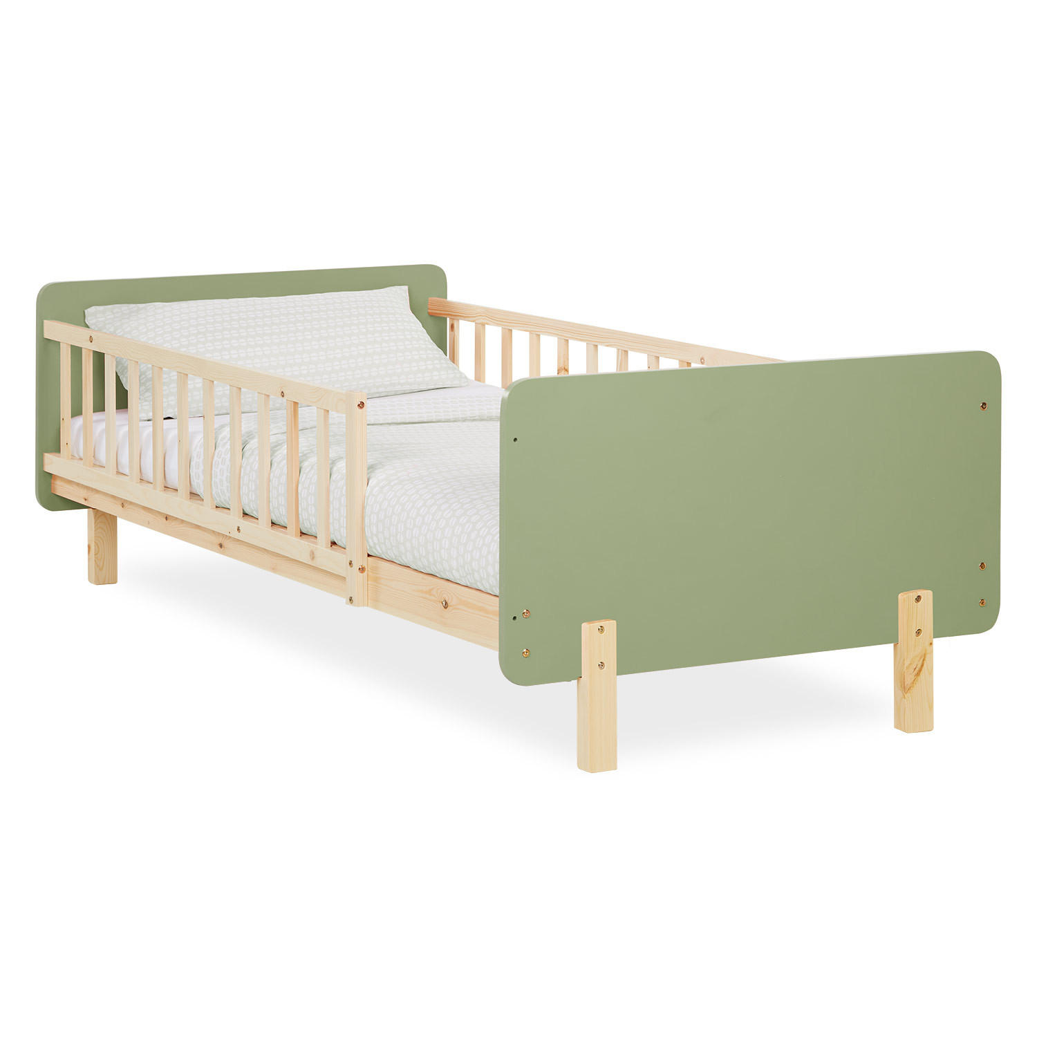 KINDERBETT Grün 90/200 cm Lattenrost Rausfallschutz - Grün, Holz (100/67/208cm) - Homestyle4u