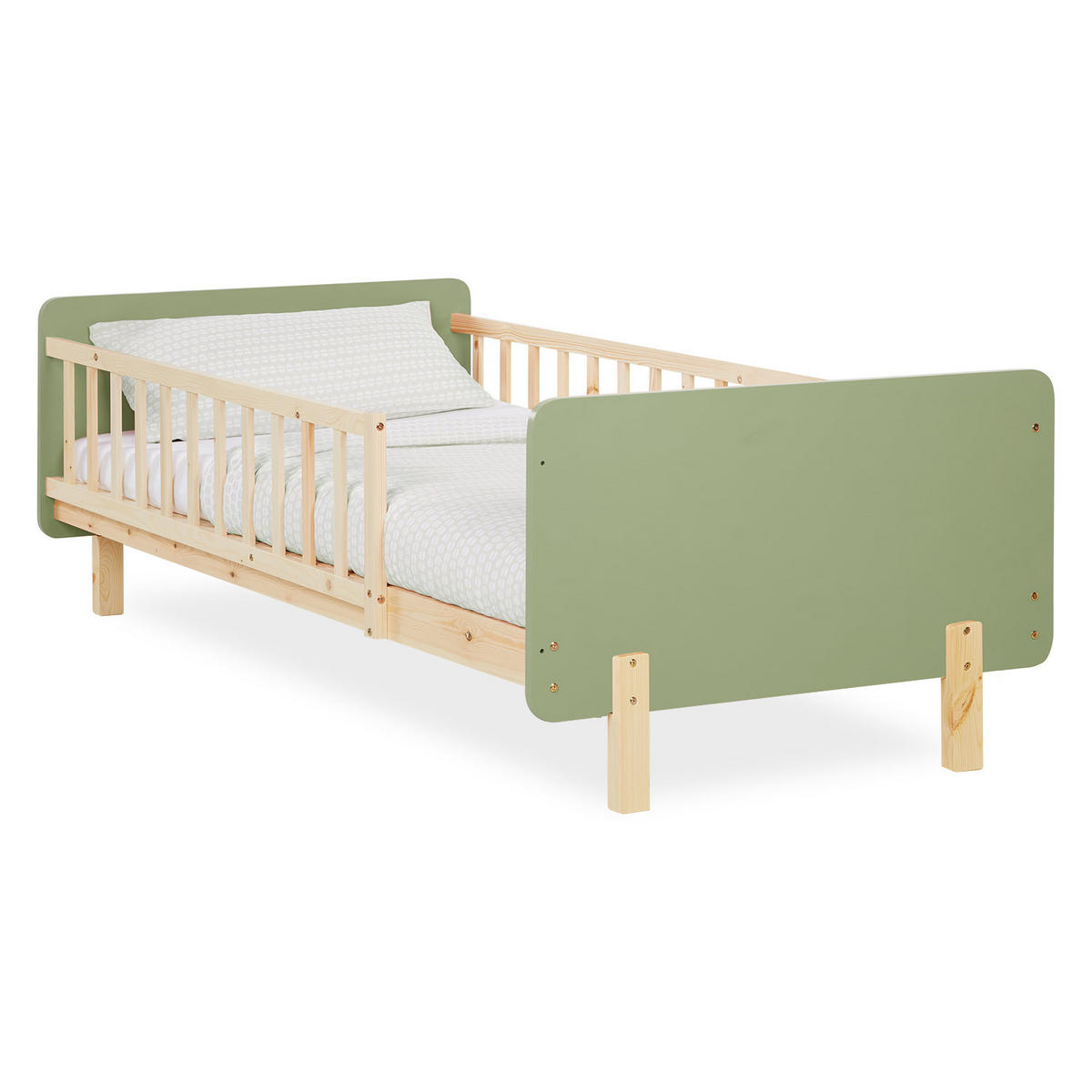 KINDERBETT Grün 90/200 cm Lattenrost Rausfallschutz - Grün, Holz (100/67/208cm) - Homestyle4u
