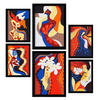 POSTER Set Mit 6 Rococo Arts 1 In Weibliche Zusammenfassung Ästhetische Dekorative Gemälde Für Ihr Wohnzimmer Zuhause A3 & A4 Schwarzer Rahmen - Schwarz, Papier (29/3cm) - Nacnic