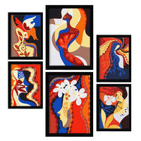 POSTER Set Mit 6 Rococo Arts 1 In Weibliche Zusammenfassung Ästhetische Dekorative Gemälde Für Ihr Wohnzimmer Zuhause A3 & A4 Schwarzer Rahmen - Schwarz, Papier (29/3cm) - Nacnic