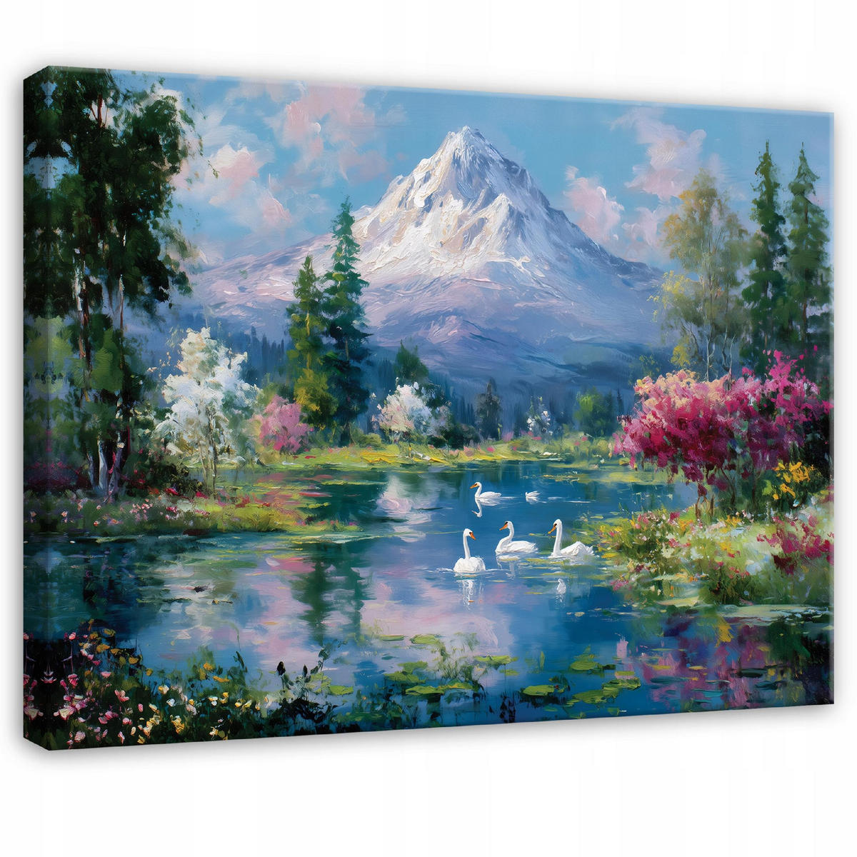 LEINWANDBILD Gebirge Landschaft Blau 100x70 cm - Multicolor, Holzwerkstoff (100/70cm) - Wallarena