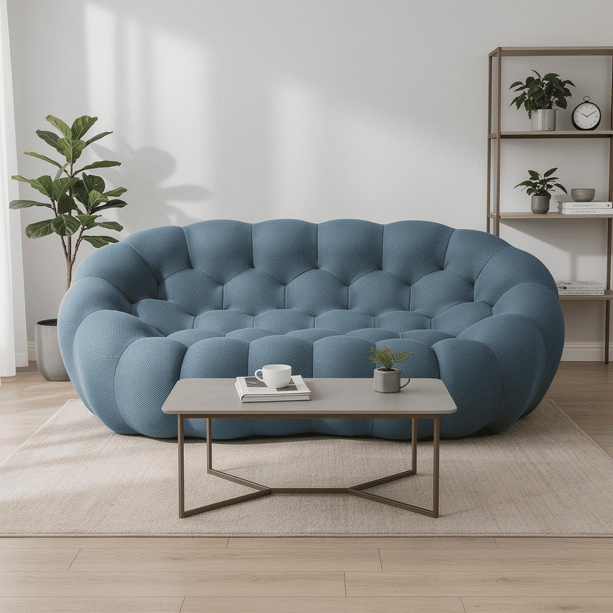 WOHNZIMMERSOFA Cocoon 2-Sitzer - Blau - Hellblau, Textil (113/77/113cm) - COCO Living