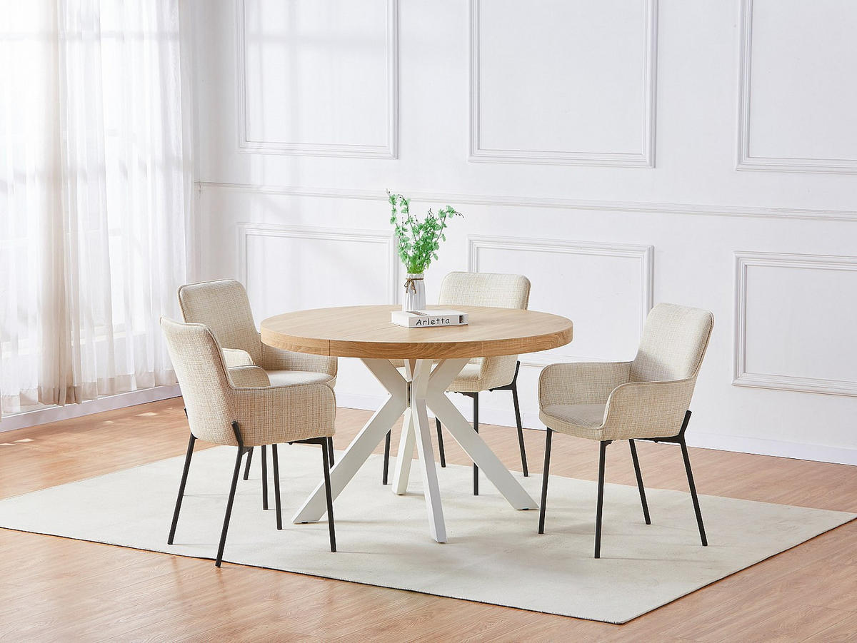 AUSZIEHBARER Tisch - 4 , 8 -Sitzer - MDF - naturfarben hell, weiß - KOMONI - Naturfarben, Holz (120/220/76cm) - Vente-Unique