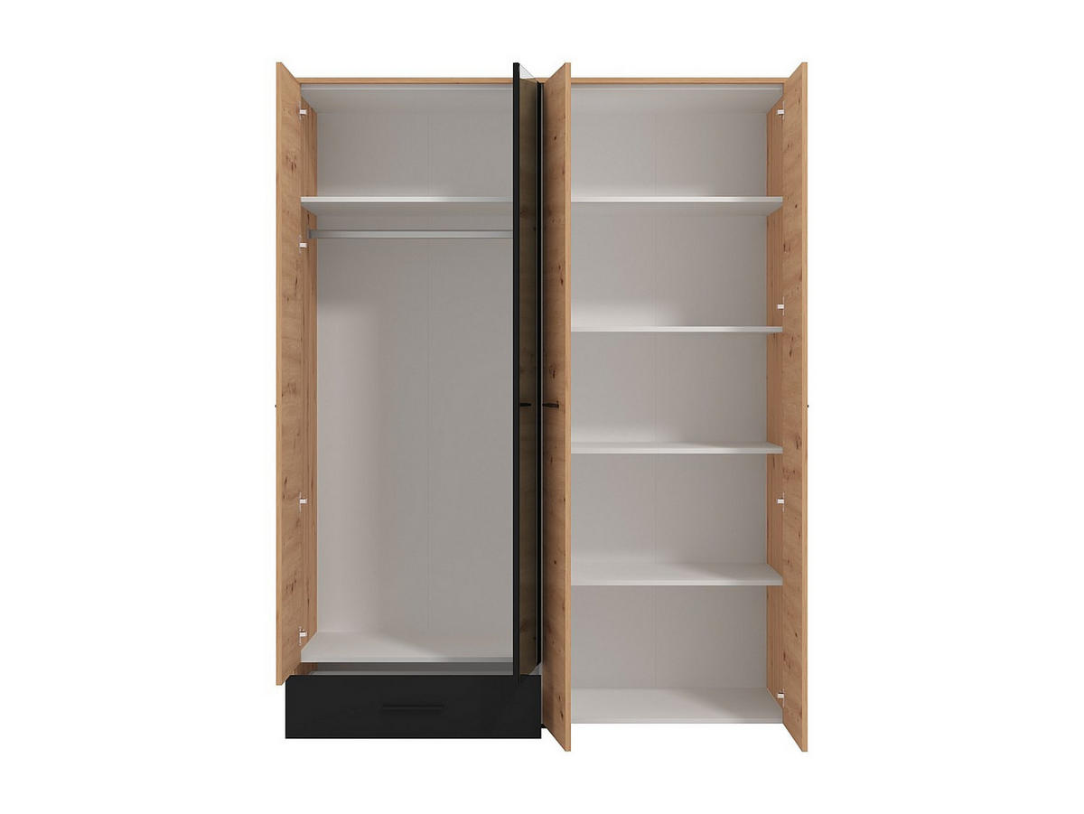 KLEIDERSCHRANK - 157.5 cm x 53 cm - Holz, Platte - Schwarz, Naturfarben Hell NIPOVA - Schwarz/Naturfarben, Holz (157.5/203.5/53cm) - Vente-Unique