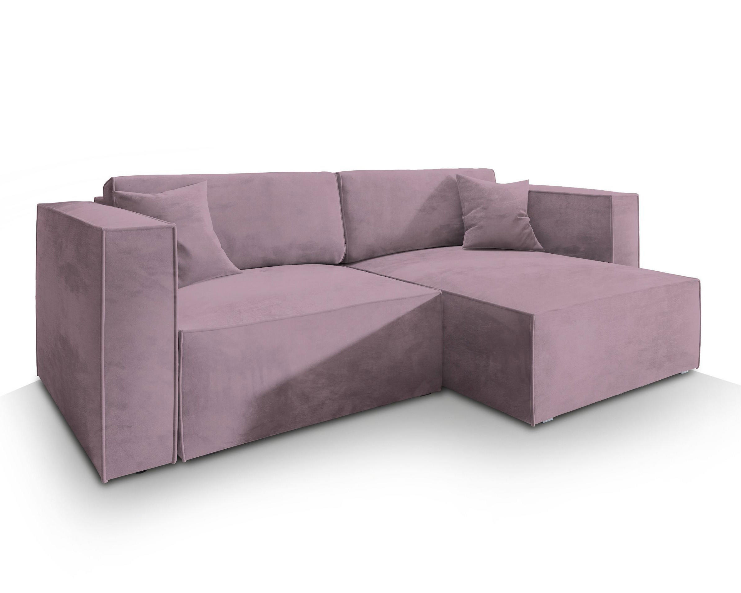 ECKSOFA NERIO M Lila Velours-Stoff mit Schlaffunktion - Lila, Holz (245/148cm) - MASSENO