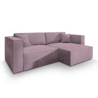 ECKSOFA NERIO M Lila Velours-Stoff mit Schlaffunktion - Lila, Holz (245/148cm) - MASSENO