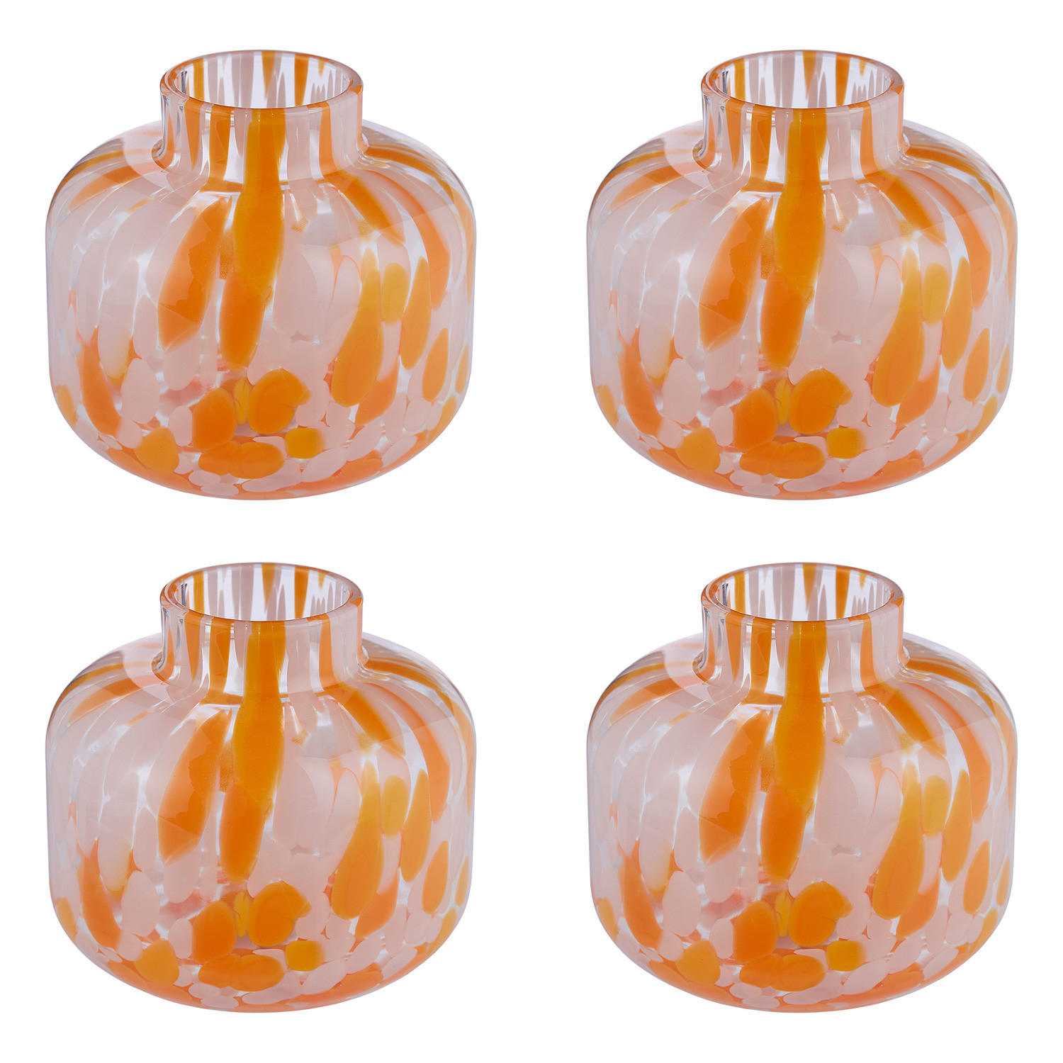 MINI-VASE (4er Set) Confetti - Orange, Glas (9cm) - Butlers