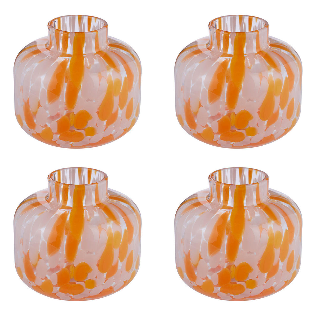 MINI-VASE (4er Set) Confetti - Orange, Glas (9cm) - Butlers