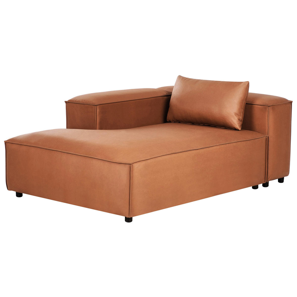 CHAISELONGUE-RECHTSSEITIGE Stoff Goldbraun Brande - Goldfarben, Textil (121/70/184cm) - Beliani