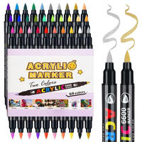 ACRYLSTIFTE 60er Set mit zwei Pinselspitzen - Multicolor, Kunststoff (1/1/15cm)