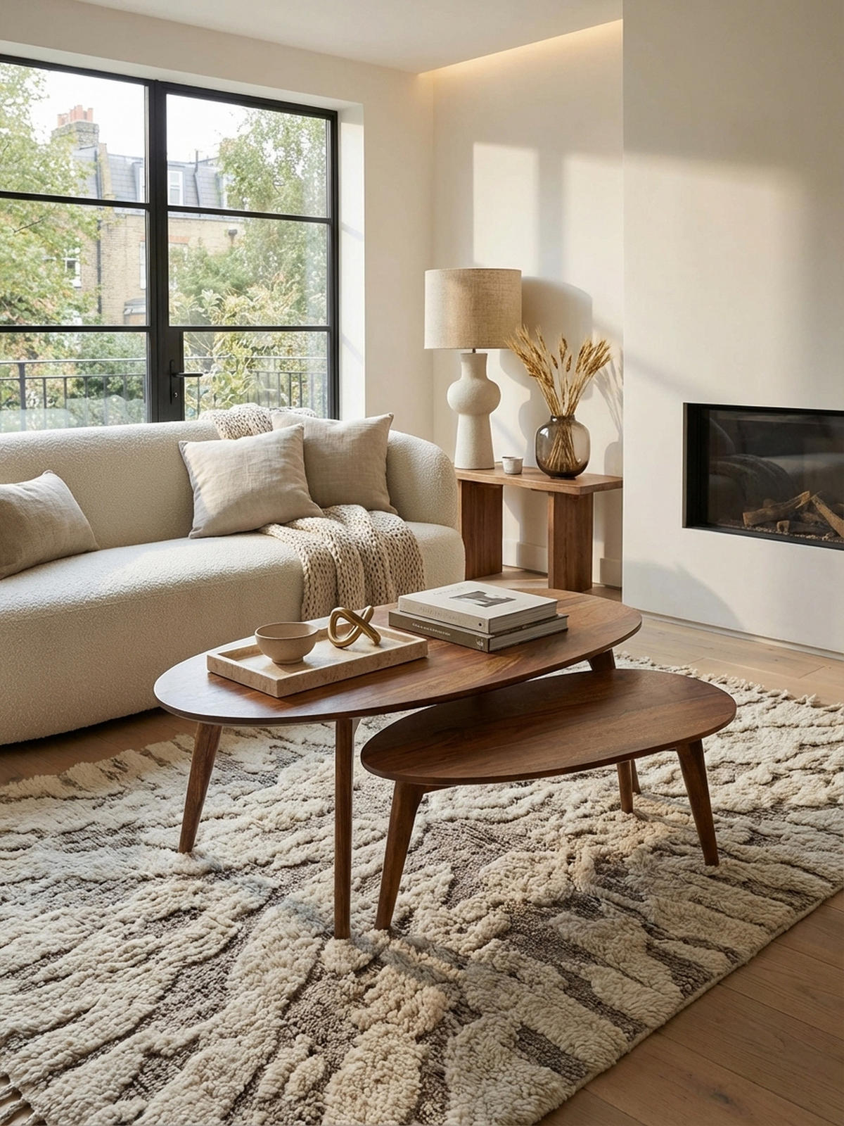 COUCHTISCH 2er Set Massivholz Nierenform Retro Handgefertigt, Braun 100x50x42 cm - Braun, Holz (50/100/42cm) - KADIMA DESIGN