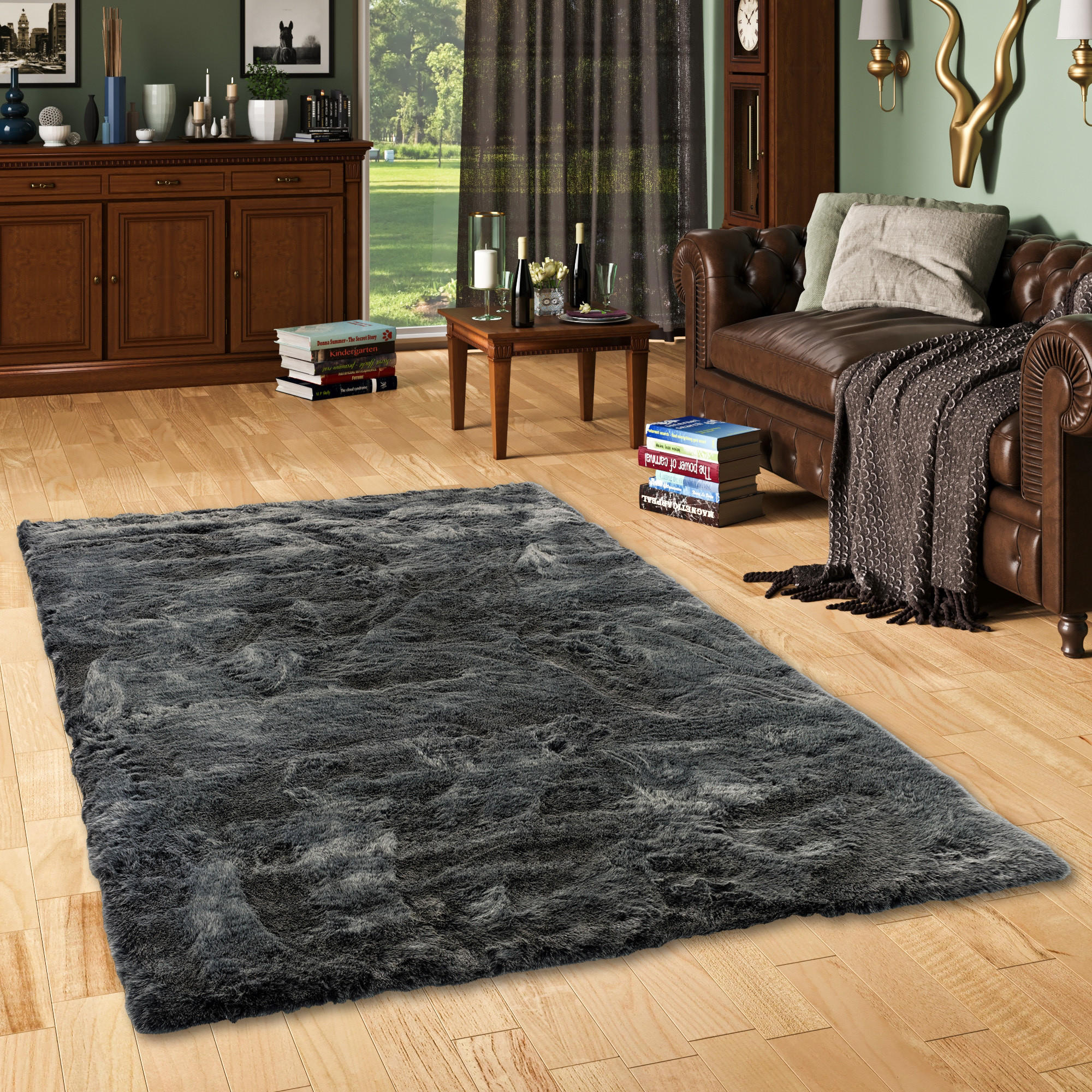 LUXUS SUPER SOFT FELLTEPPICH ASPEN MELIERT - Anthrazit, Textil (140/180cm) - Pergamon