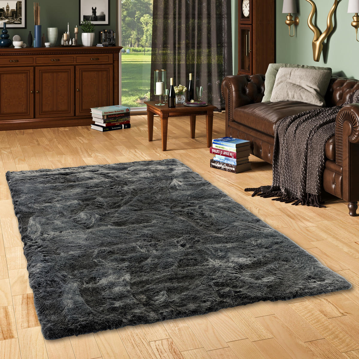LUXUS SUPER SOFT FELLTEPPICH ASPEN MELIERT - Anthrazit, Textil (140/180cm) - Pergamon