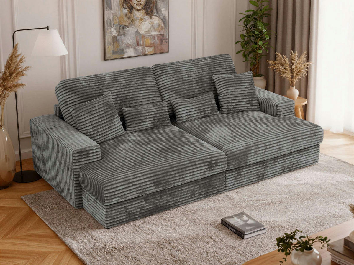 ŠTVORMIESTOVÁ POHOVKA ANERO - Sivá Manšester - čierna/sivá, textil/plast (292/107/163cm) - MKS