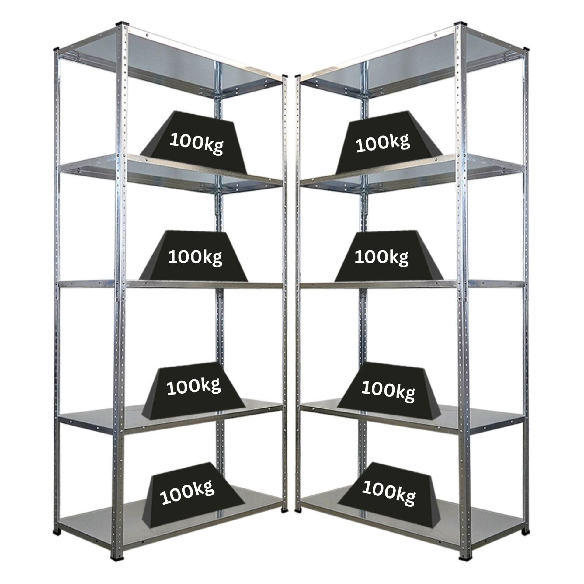 SCHRAUBREGAL Haldor 2er-Set 180x90x40cm Fachlast 100 kg Verzinkt - Silberfarben, Metall (180/180/40cm) - PROREGAL