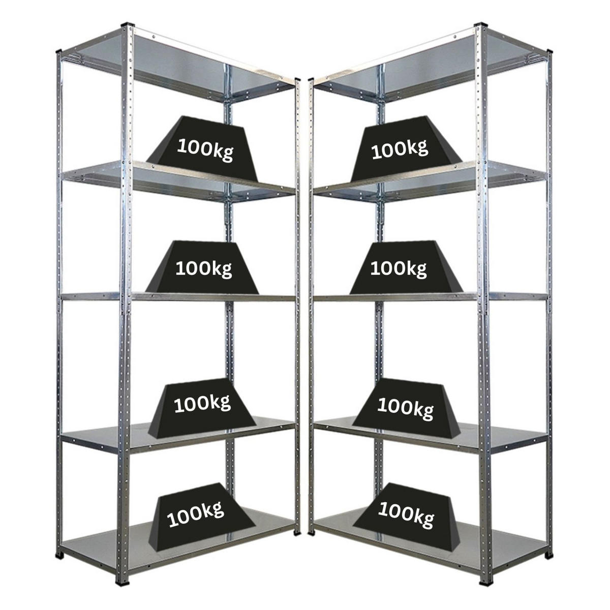 SCHRAUBREGAL Haldor 2er-Set 180x90x40cm Fachlast 100 kg Verzinkt - Silberfarben, Metall (180/180/40cm) - PROREGAL