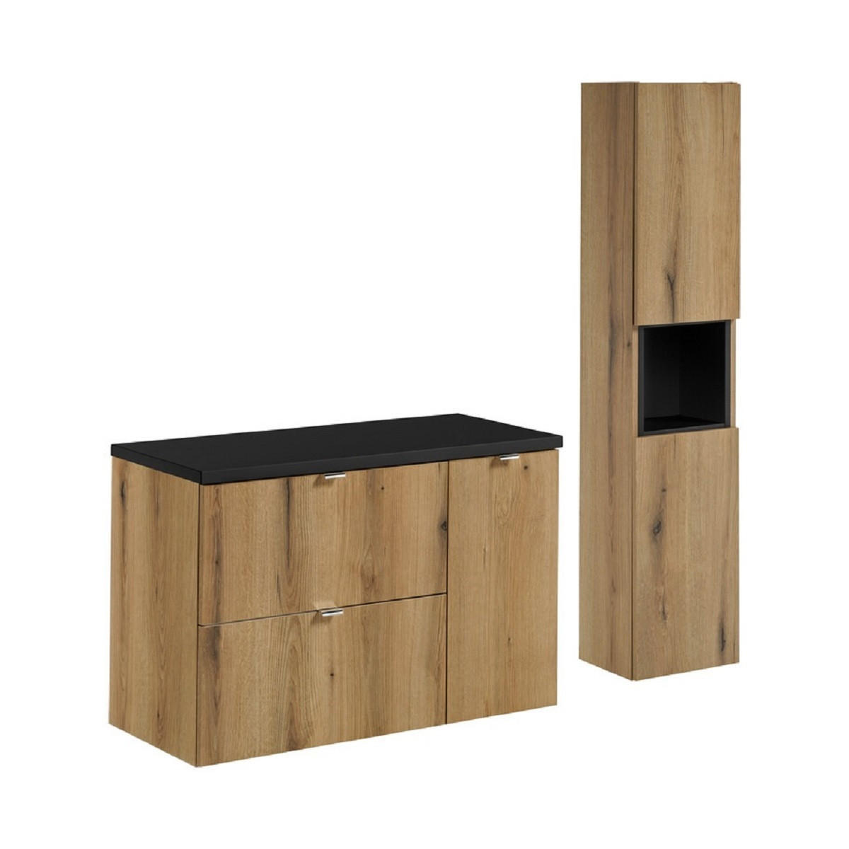 Milaros Markt Badmöbel-Set Eiche Wotan, Schwarz 90x57x40 cm