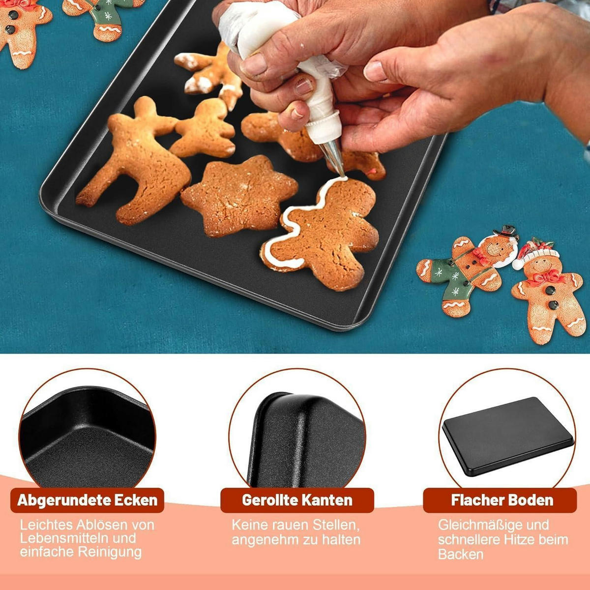BACKBLECH 2er Set Antihaftbeschichtet 40.5 x 30.5 cm - Schwarz, Metall (20.5/2.5/26.5cm)
