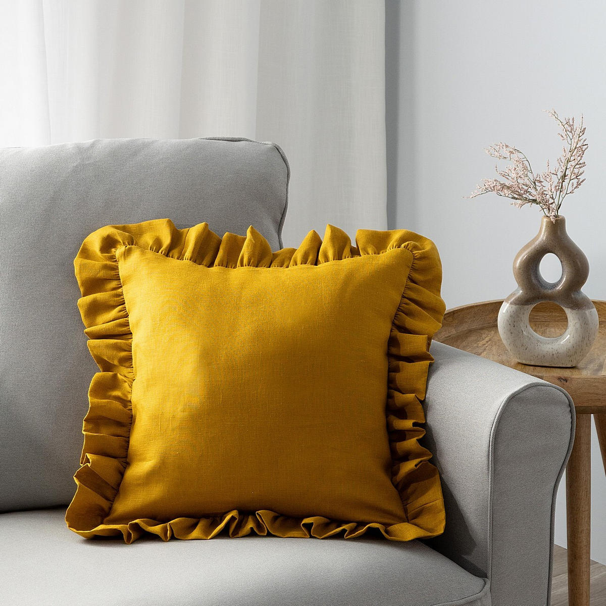 KISSENHÜLLE Charlotte 45x45 cm mit Rüsche - Honig, Textil (45/1cm) - Dekoria