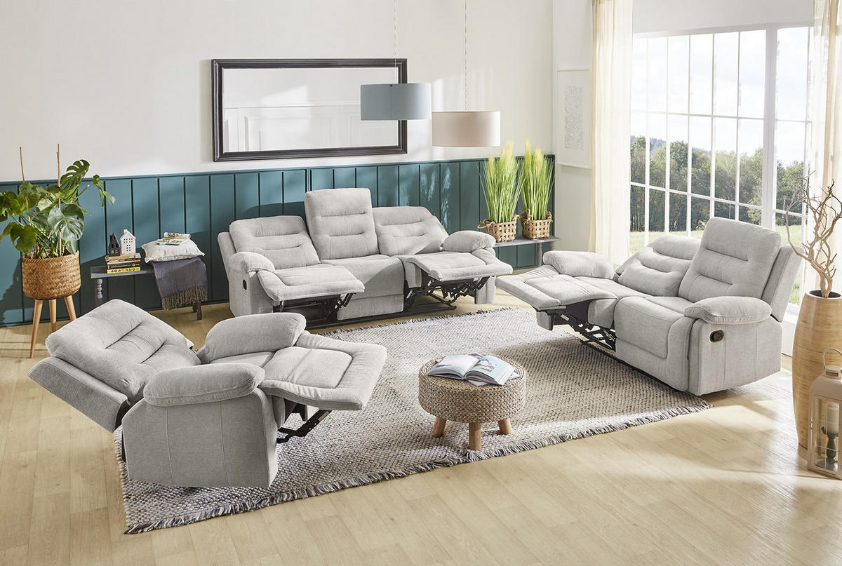 RELAX-FERNSEHSESSEL Federkern, Liegefunktion verstellbar durch halbautomatische Relaxfunktion B101/T98/H103 cm, Chenille Grau / 15501 - Schwarz/Grau, Textil (101/103/98cm) - luma-home