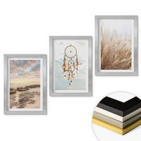 WANDBILDER 3er Set - 20x30 cm Silberner Rahmen - Wolkenmeer, Traumfänger, Gras - Silberfarben, Kunststoff (20/30cm) - ArtPrintCave