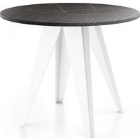 JEDÁLENSKÝ STÔL Griffin Okrúhly Rozkladací s Bielami Kovovými Nohami, Čierna Mramor 100-140/100/76 cm - čierna/biela, kov/kompozitné drevo (100/140/76cm) - WFL GROUP