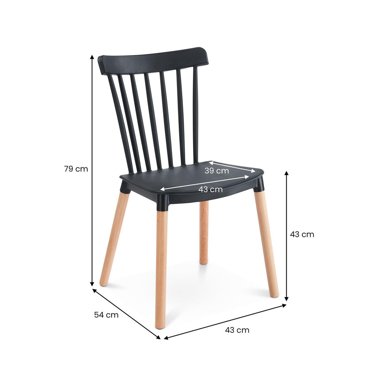ESSGRUPPE LOIRE/RAVI 5er Set schwarz - Schwarz, Holzwerkstoff/Metall - IDIMEX