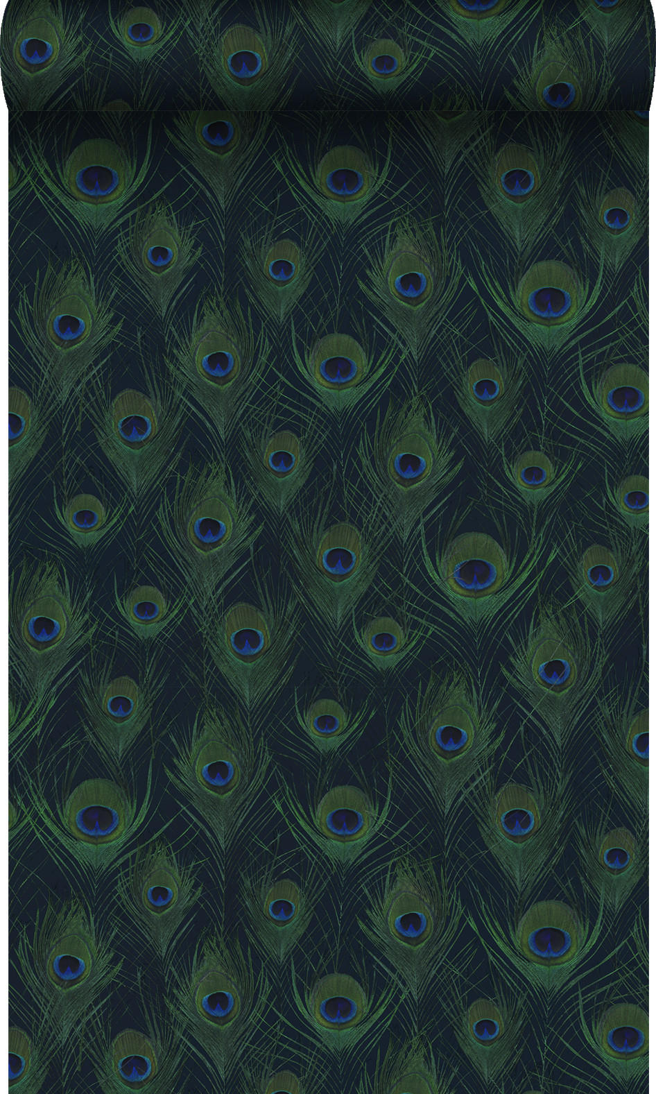 TAPETE Pfauenfedern 53 cm x 10.05 m - Blau, Papier (53/1000cm) - Origin Wallcoverings