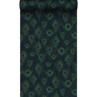 TAPETE Pfauenfedern 53 cm x 10.05 m - Blau, Papier (53/1000cm) - Origin Wallcoverings