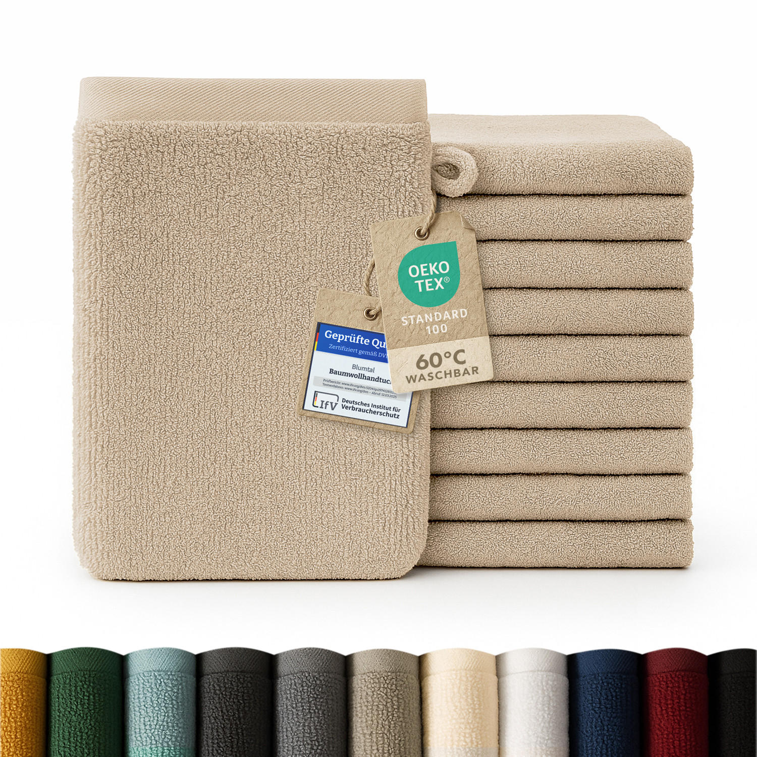 Blumtal ŽÍNKA sada 10 ks, 10x žínka 15/20 cm, taupe
