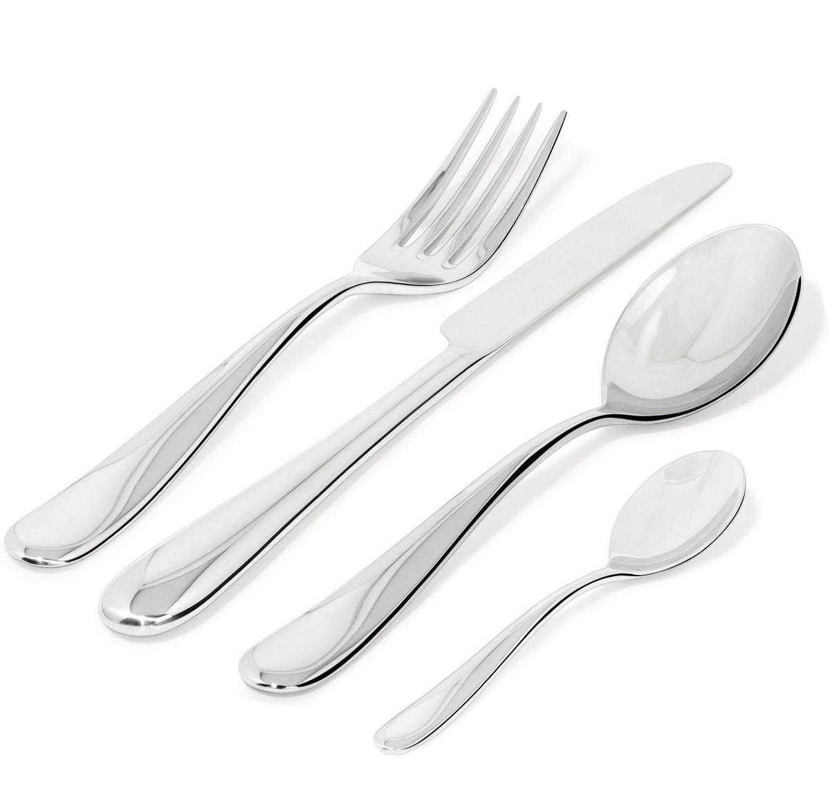 BESTECKSET Nuovo Milano - 5180S24M - Monoblock - 24-teilig - von Ettore Sottsass - Silberfarben, Metall - Alessi