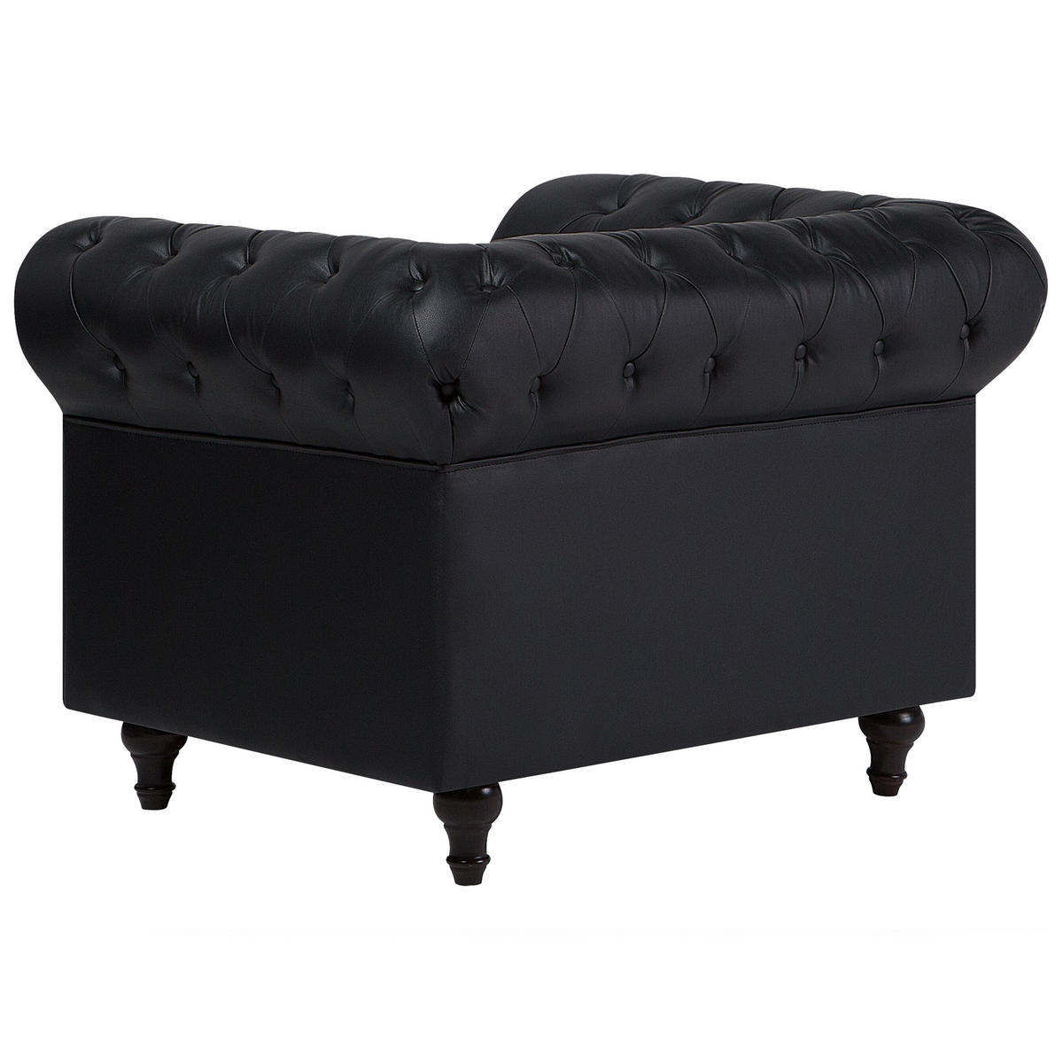 SESSEL Kunstleder schwarz Chesterfield - Dunkelbraun/Schwarz, Kunststoff (112/79/85cm) - Beliani
