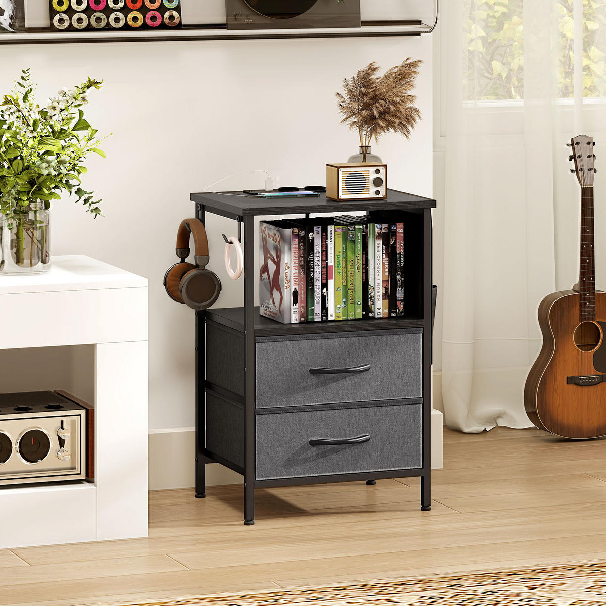 BEISTELLTISCH Spanplatte Stahl Schwarz - Schwarz, Holzwerkstoff/Kunststoff (40/30/60cm) - HOMCOM